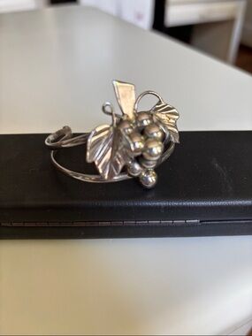 Sterling silver marked  925 cluster grape cuff bracelet.